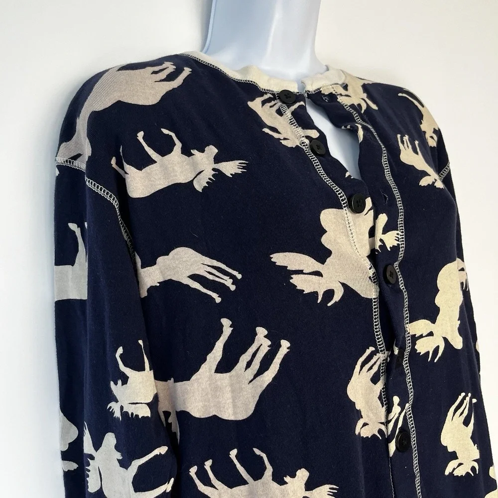 Lazy One Yellowstone Women's Button Up Moose Pajamas Size Medium New W/O Tag